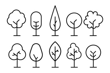 Tree Icon Set - Minimal Outline vector image