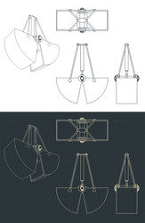 clamshell digging bucket blueprints vector image