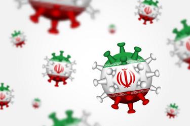 Covid19-19 3d floating corona virus with iran flag vector