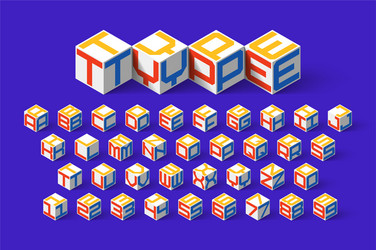 cube shape 3d isometric font three-dimensional vector image