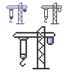 Pixel icon tower crane in three variants fully vector