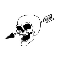 skull with arrow in head design element vector image