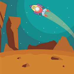 spaceship taking off from planet vector image
