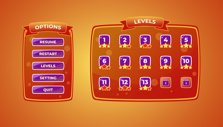 complete set of level button game pop-up icon vector image