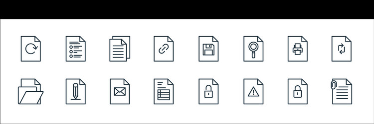 file and document outline line icons linear set vector image