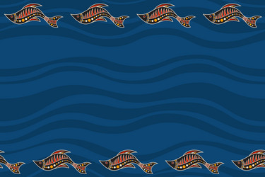 Seamless horizontal border pattern with fishes vector