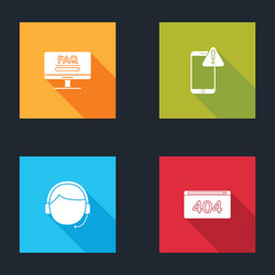 set monitor with faq information mobile vector image