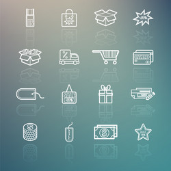 shopping icons set on retina background vector