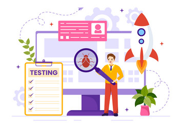 software testing with application engineering vector image