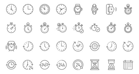 time line icons set timer alarm clock vector