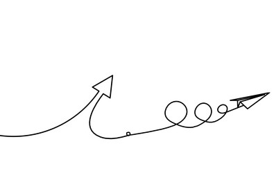 abstract continuous lines arrows with paper plane vector image