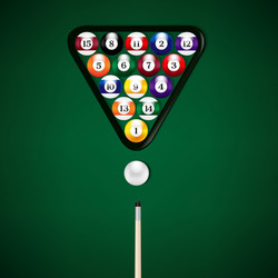 Billiard balls in wooden rack Royalty Free Vector Image