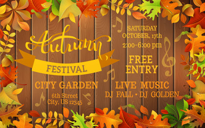 Fall festival poster of autumn harvest template Vector Image