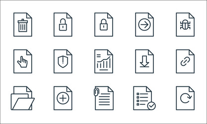 file and document outline line icons linear set vector image