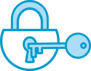 isolated padlock with key line and fill style icon vector image