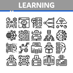 Machine learning ai collection icons set vector