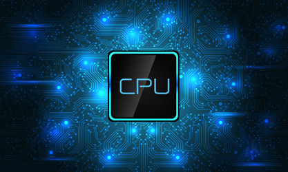 microprocessor on blue circuit pattern design vector