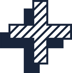 modern abstract cross design with diagonal stripes vector image