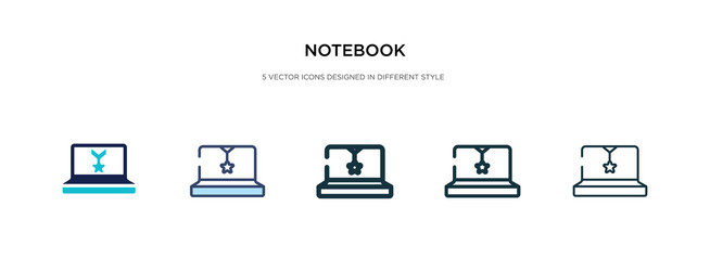 notebook icon in different style two colored vector image