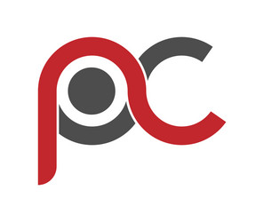 stylized lowercase letters p and c are linked vector image