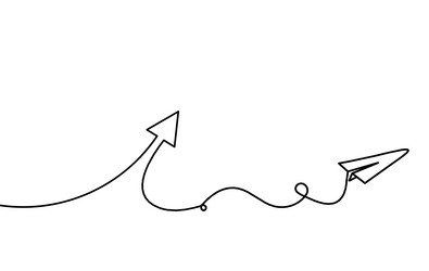 abstract continuous lines arrows with paper plane vector image
