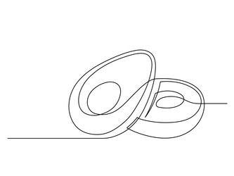 continuous one line several halves of avocado vector image
