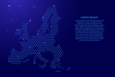 european union map from futuristic hexagonal vector image