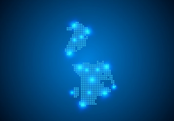abstract blue background with map internet line vector image