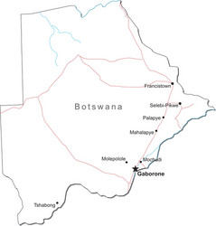 Botswana black white map vector