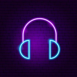 headphones neon sign vector