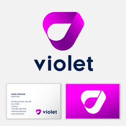 letter v monogram purple ribbon business card vector