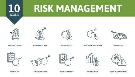 risk management icon set collection of simple vector image