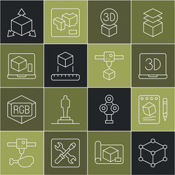 set line isometric cube sketch on paper 3d vector image