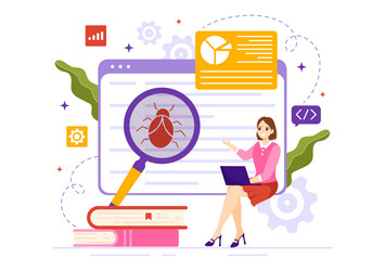 software testing with application engineering vector image
