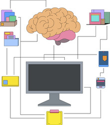 artificial intelligence integrated into computer vector image