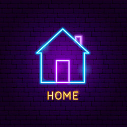 home neon label vector