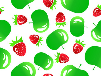 seamless pattern with apples and strawberries vector image
