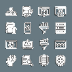set line shield with settings gear password vector image