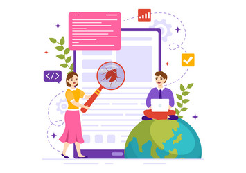 software testing with application engineering vector image