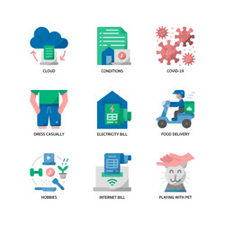 work from home icons set vector