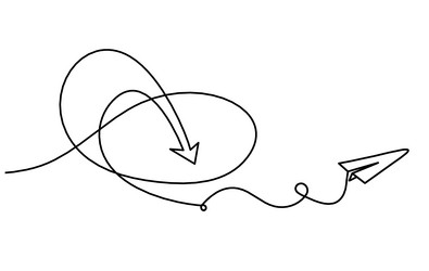 abstract continuous lines arrows with paper plane vector image