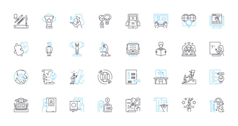 digital learning linear icons set e-learning vector image