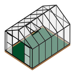 Empty greenhouse with opened door and window vector