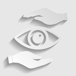 eye sign paper style icon vector