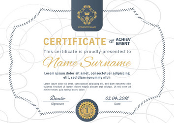 official certificate with blue curve simple border vector image
