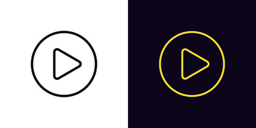 outline play button icon with editable stroke vector image