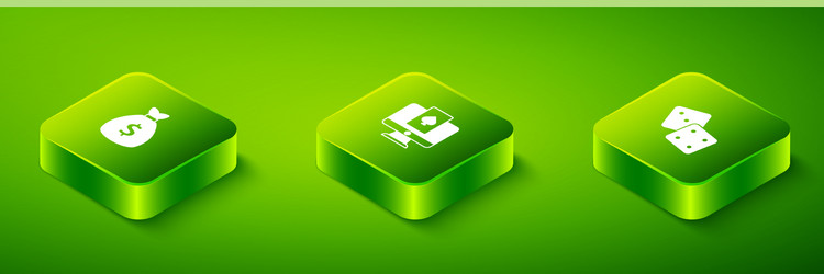 set isometric online poker table game dice vector image