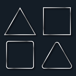 set realistic silver geometric figures square vector image