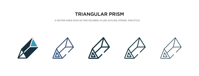 Triangular prism icon in different style two vector