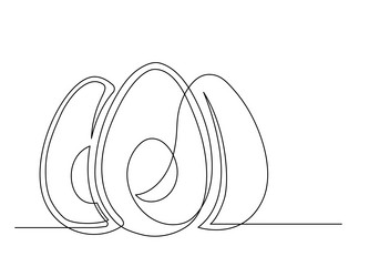 continuous one line several halves of avocado vector image